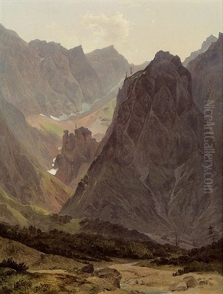 Gebirge Bei Der Eiskapelle Oil Painting by Friedrich Gauermann