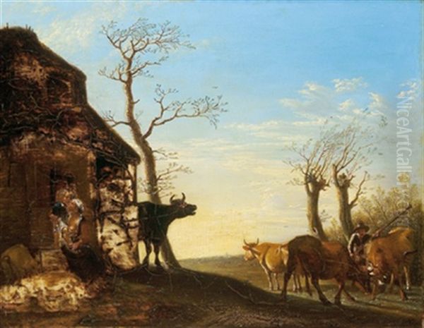 Der Morgen (after Paulus Potter) by Friedrich Gauermann