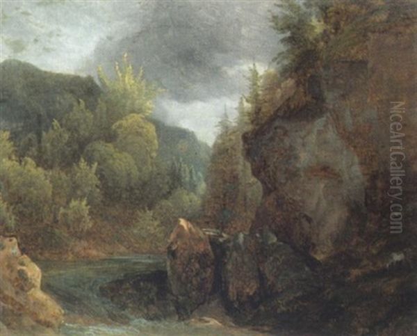 Waldbach Oil Painting by Friedrich Gauermann