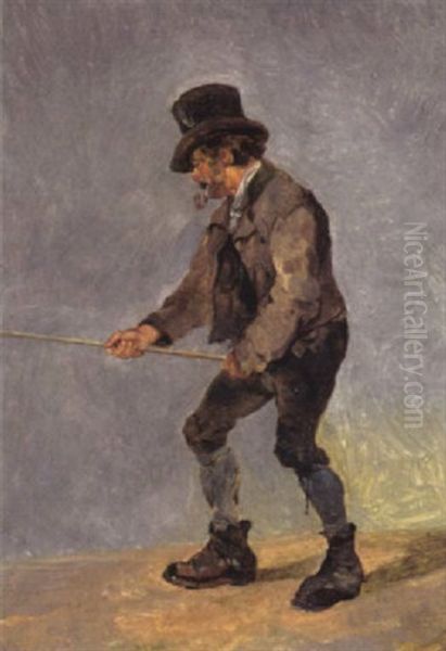 Der Angler Oil Painting by Friedrich Gauermann