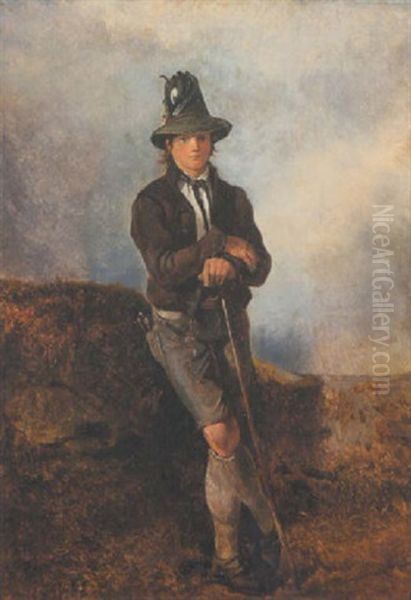 Huterbub (aus Miesenbach?) Oil Painting by Friedrich Gauermann