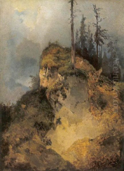 Felsen Bei Modling Oil Painting by Friedrich Gauermann