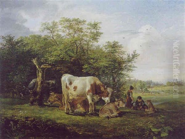 Pastorale Oil Painting by Friedrich Gauermann