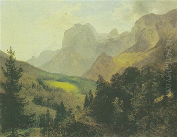 Ramsau (watzmanngebiet) Beim Hintersee Oil Painting by Friedrich Gauermann