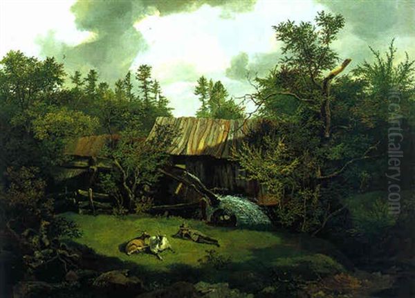 Die Alte Sagemuhle Oil Painting by Friedrich Gauermann