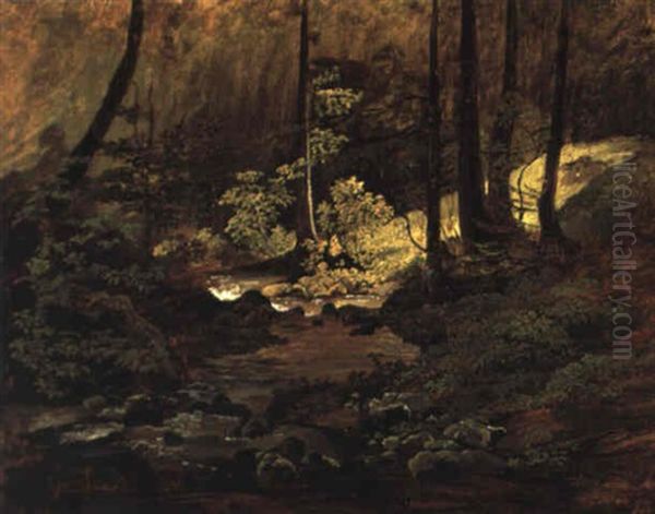 Waldbach Oil Painting by Friedrich Gauermann