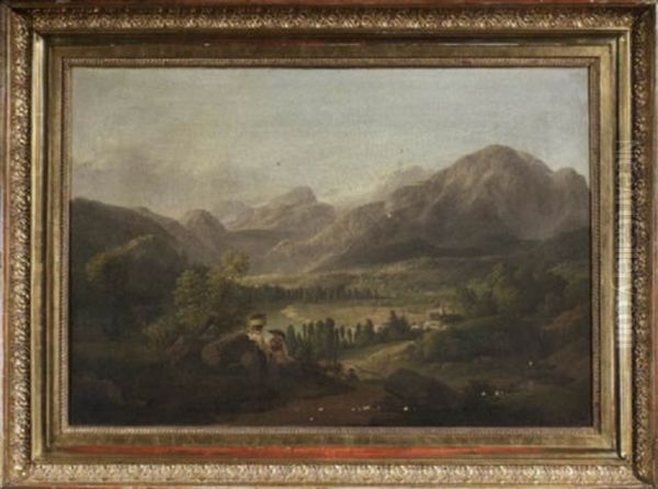 Weite Landschaftsdarstellung Mit Dem Altausseer See Und Den Hallstadter Eisbergen Im Salzkammergut Oil Painting by Jakob Gauermann