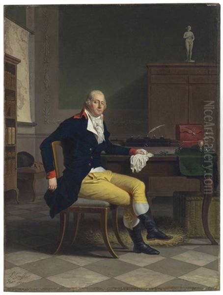 Portrait Of Ferdinando Nerli (1770-1829) Seated In An Interior, Full-length by Louis Gauffier