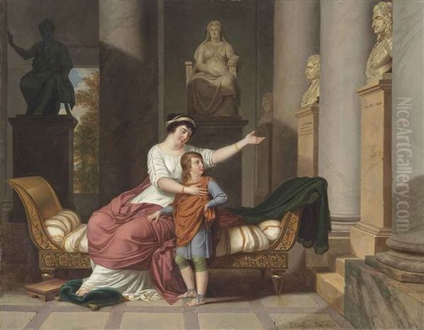 Princess Anna Alexandrovna Galitzine Teaching Her Eldest Son Prince Andrei Borisovich Galitzine The Virtues Of His Ancestors Oil Painting by Louis Gauffier