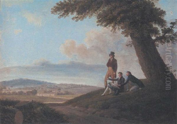 Elegant Company In An Extensive Landscape Oil Painting by Louis Gauffier