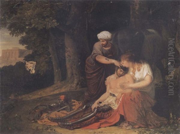 Erminia And Valfrino Tending The Wounded Tancred Oil Painting by Louis Gauffier