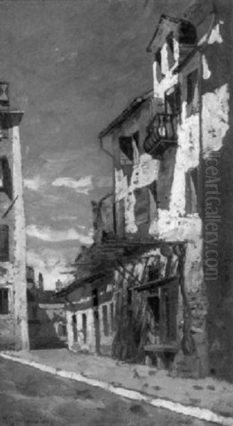 Italian Street Oil Painting by Ignaz Marcel Gaugengigl