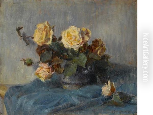 Bouquet De Roses Oil Painting by Paul Gauguin