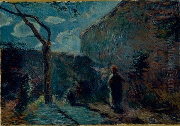 Un Coin Du Mur (effet De Nuit) Oil Painting by Paul Gauguin