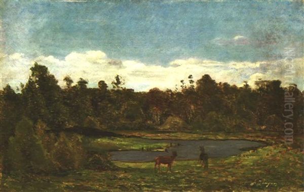 Paysage Aux Chevreuils Oil Painting by Paul Gauguin