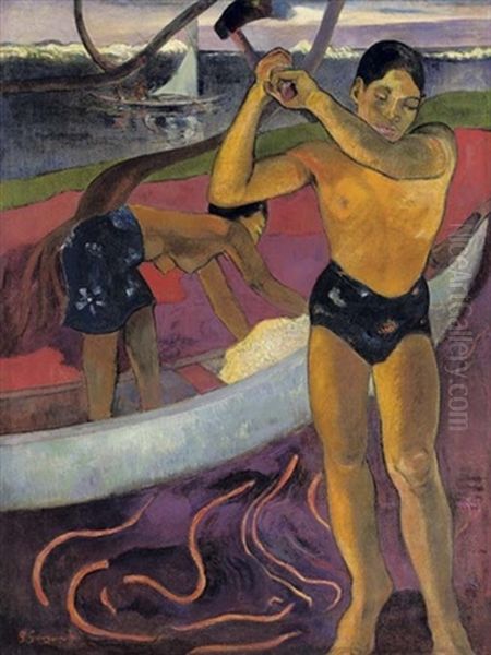 L'homme A La Hache Oil Painting by Paul Gauguin