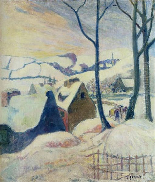 Village Sous La Neige Oil Painting by Paul Gauguin