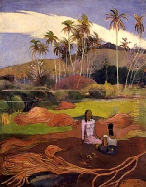 Femme Pres Des Palmiers Oil Painting by Paul Gauguin