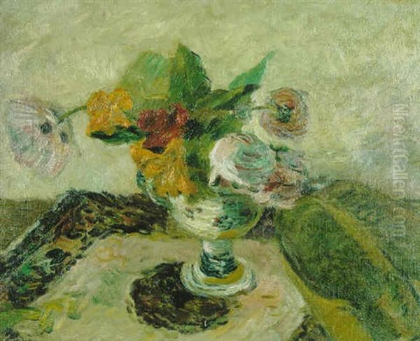 Vase De Fleurs Oil Painting by Paul Gauguin