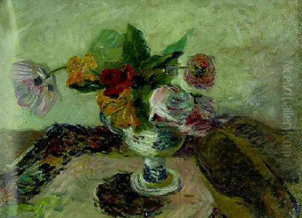 Vase De Fleurs Oil Painting by Paul Gauguin