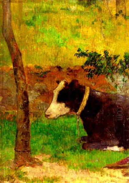 Vache Accroupie Oil Painting by Paul Gauguin