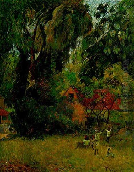 Huttes Sous Les Arbres Oil Painting by Paul Gauguin