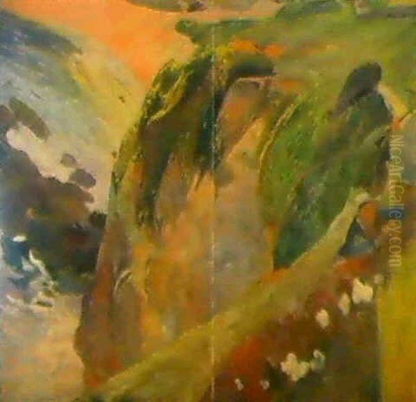 Le Joueur De Flageolet Sur La Falaise Oil Painting by Paul Gauguin