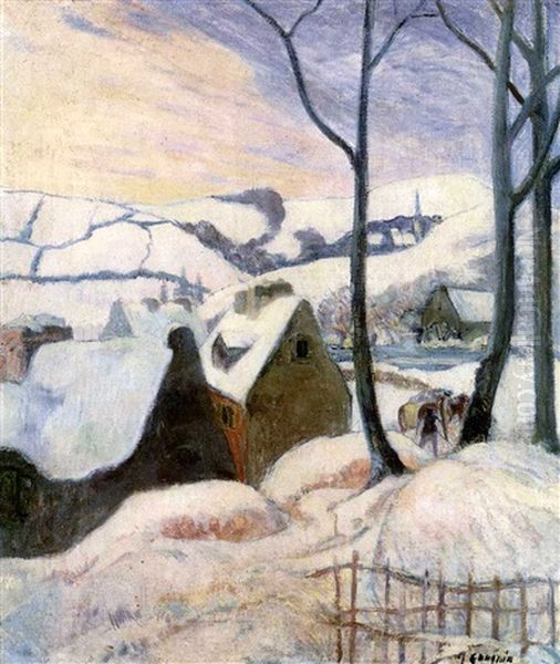 Village Sous La Neige Oil Painting by Paul Gauguin