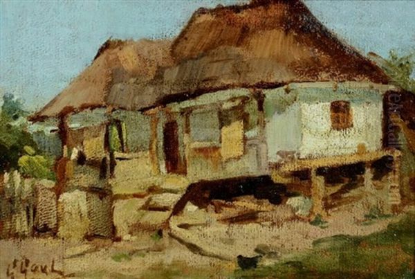 French Colonial Cottage Oil Painting by Gilbert Gaul