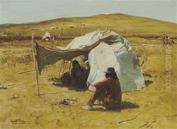 Indian Hogan On The Plains Oil Painting by Gilbert Gaul