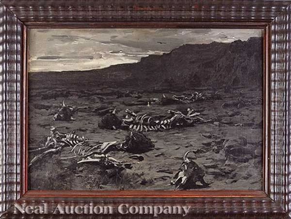 Bison Graveyard Oil Painting by Gilbert Gaul