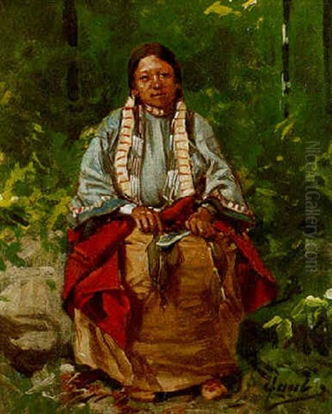 Seated Indian Woman Oil Painting by Gilbert Gaul