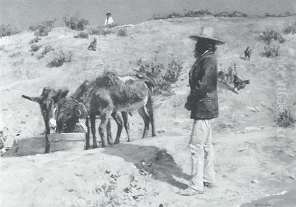 Watering The Mules Oil Painting by Gilbert Gaul