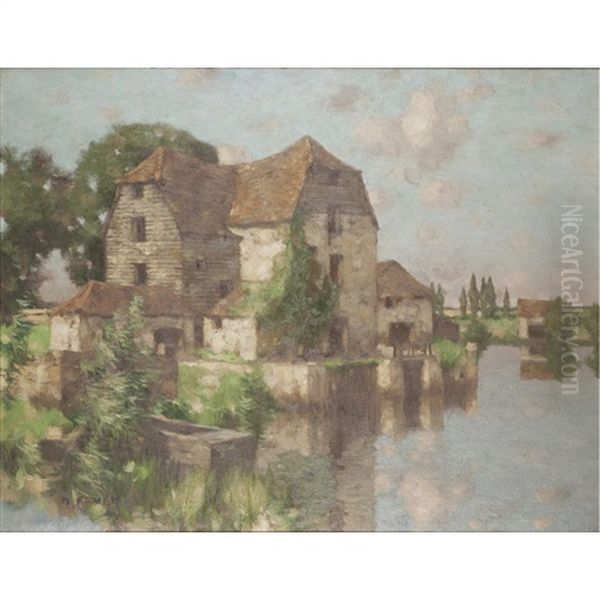 An Old English Mill Oil Painting by David Gauld