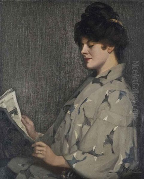 Portrait Of A Lady, Thought To Be Irene Vanburgh Oil Painting by David Gauld