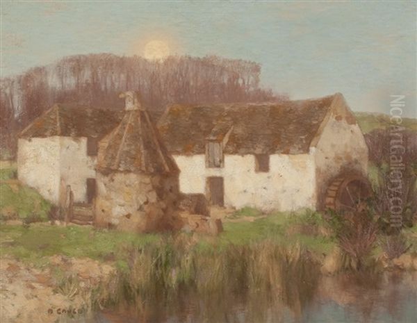 A French Mill Oil Painting by David Gauld