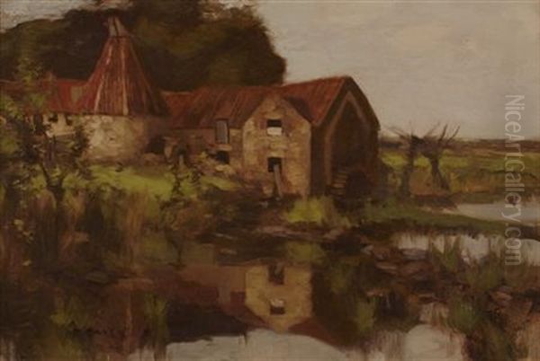 A French Watermill Oil Painting by David Gauld