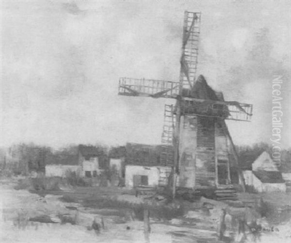 A Windmill Oil Painting by David Gauld