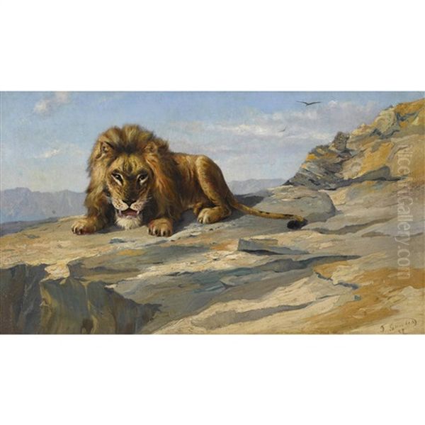 Grand Lion Au Repos Oil Painting by Fernand Gaulis