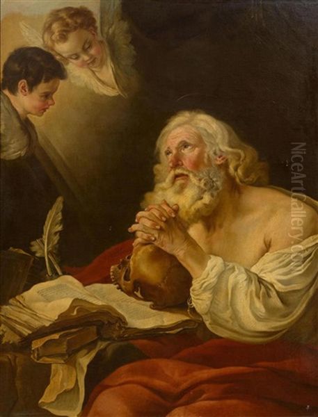 Saint Hieronymus At Prayer Oil Painting by Giovanni Battista Gaulli