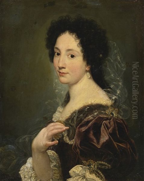 Portrait Of A Lady, Head And Shoulders Oil Painting by Giovanni Battista Gaulli