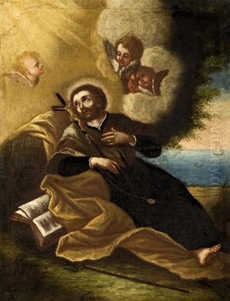 San Francesco Saverio A Goa Oil Painting by Giovanni Battista Gaulli