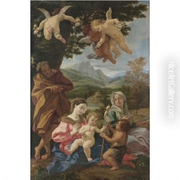 Sacra Famiglia Con San Giovannino E Sant'anna Oil Painting by Giovanni Battista Gaulli