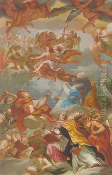 The Last Judgement With Angels And Mortals Awaiting Salvation Oil Painting by Giovanni Battista Gaulli