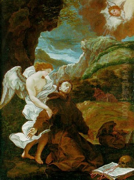 Saint Francis Receiving The Stigmata Oil Painting by Giovanni Battista Gaulli