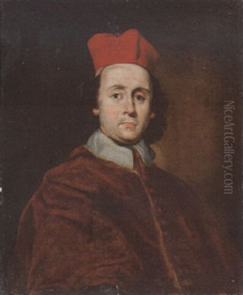 Portrait Of A Cardinal, Half Length Oil Painting by Giovanni Battista Gaulli