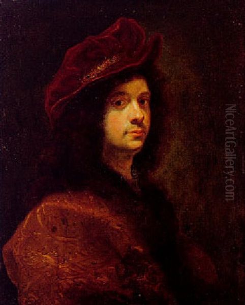 Self Portrait Oil Painting by Giovanni Battista Gaulli