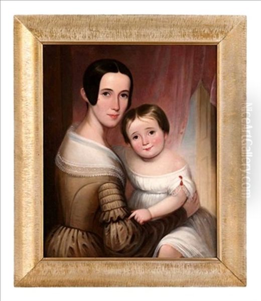 Portrait Of Mary H. Curry And Child Oil Painting by Jefferson Gauntt