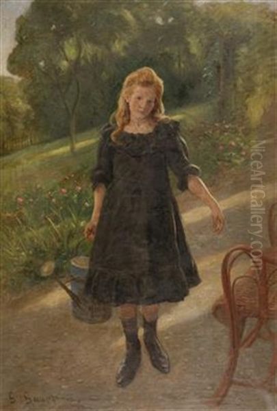 Die Kleine Gartnerin Oil Painting by Gustav Adolf Gaupp