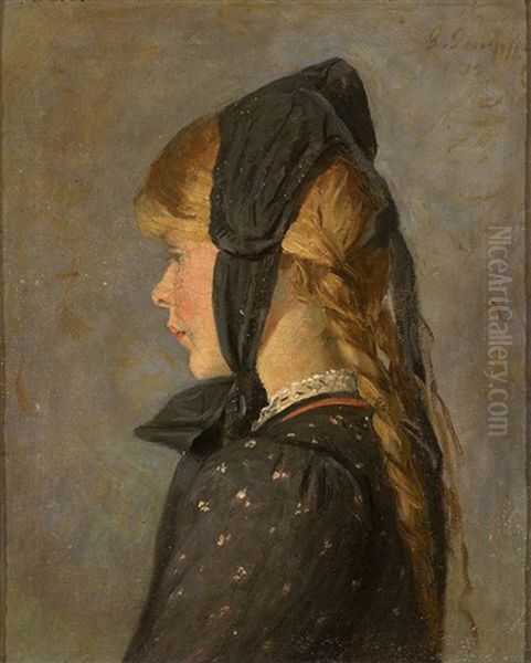 Portrait Eines Blonden Madchens In Tracht Oil Painting by Gustav Adolf Gaupp